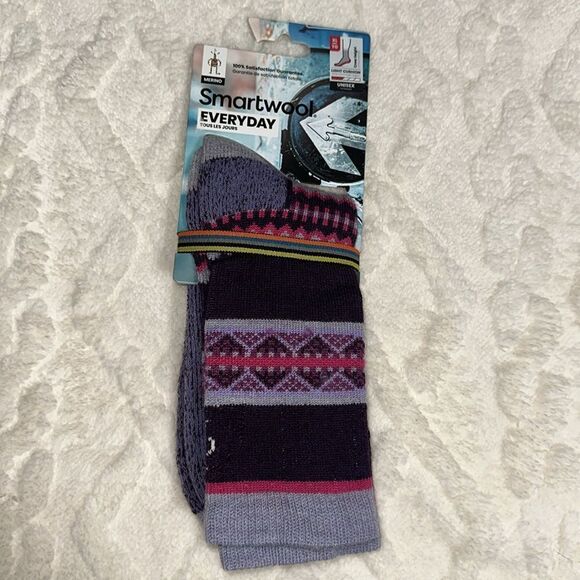 SmartWool XL Snowed in Purple Eclipse Wool Sweater Print Socks - Picture 4 of 11